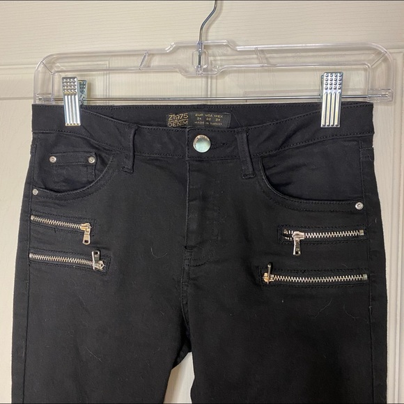 Zara Black Zip Skinny Jeans